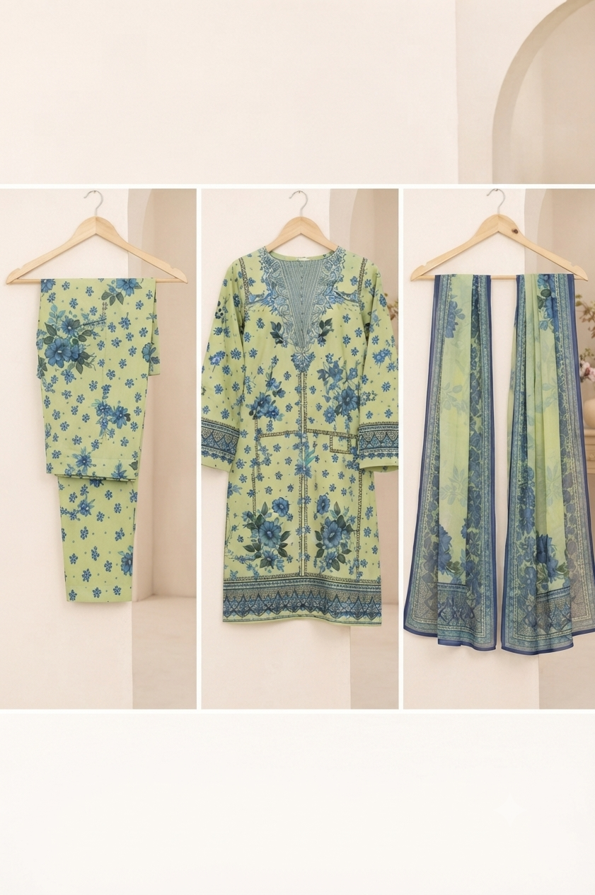 Suhani Clothing — 3-Piece Stitched Lawn Suit | Flat 40% OFF | Ready to Wear | S M L