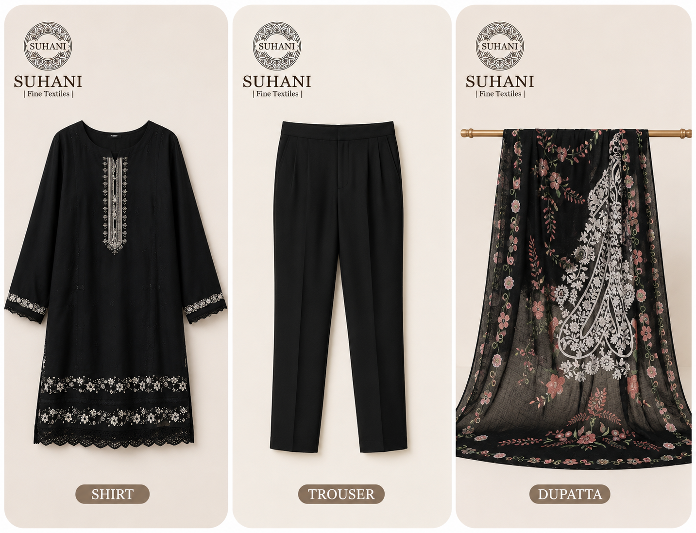 Suhani Premium Lawn Cotton 3-Piece Suit Stitched (Sizes: S, M, L)