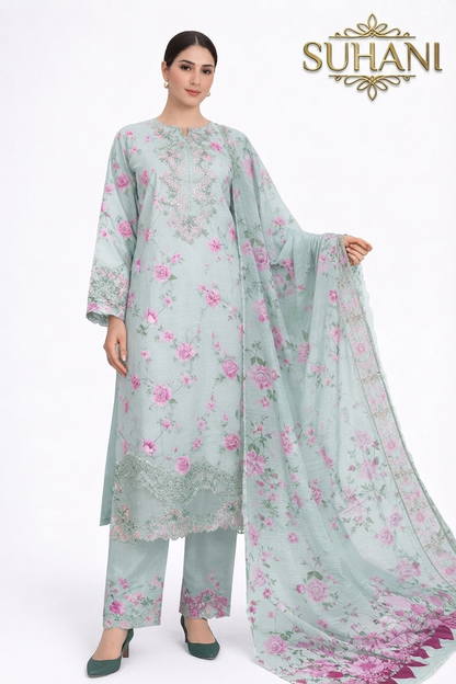 Suhani Clothing — 3-Piece Stitched Lawn Suit | FLAT 40% OFF | Now Rs. 5,000 | S M L