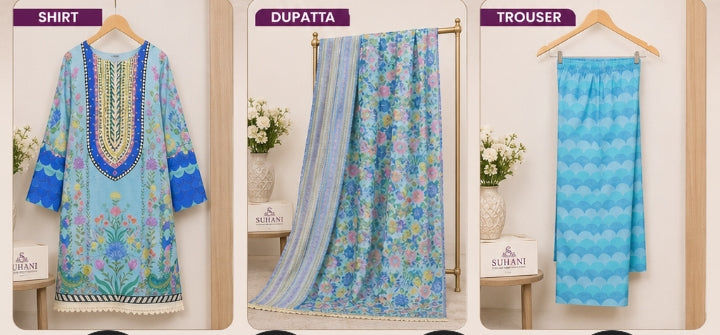 3 Piece Stitched Lawn Suit – 40% OFF (Sizes: S, M, L)