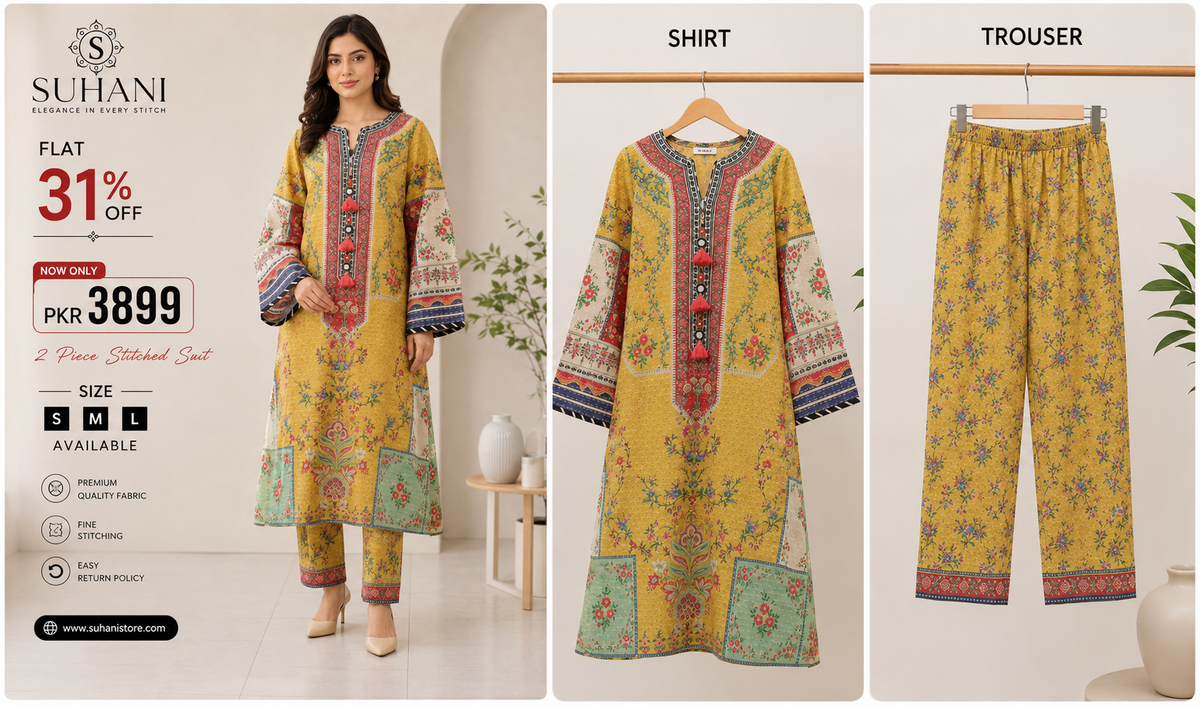 Suhani 2 Piece Stitched Suit – Flat 31% Off | Big Offer